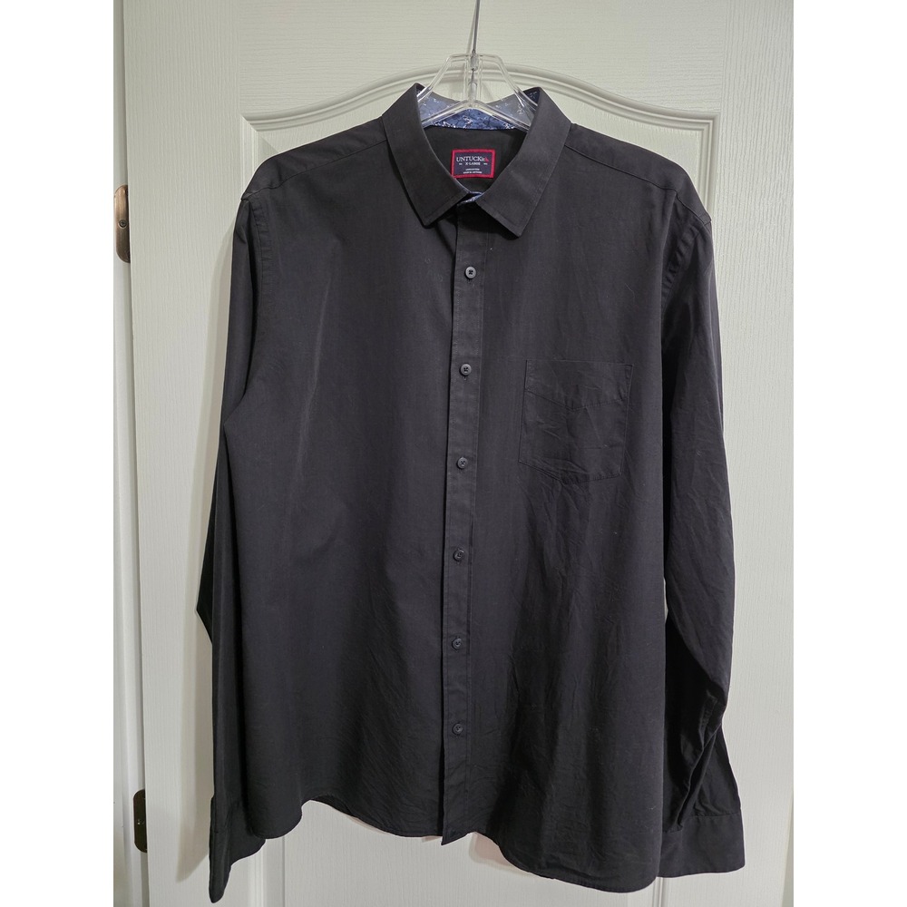 UNTUCKit Moreau Black Button Up Shirt Mens XL Regular Fit Cotton Floral Cuff